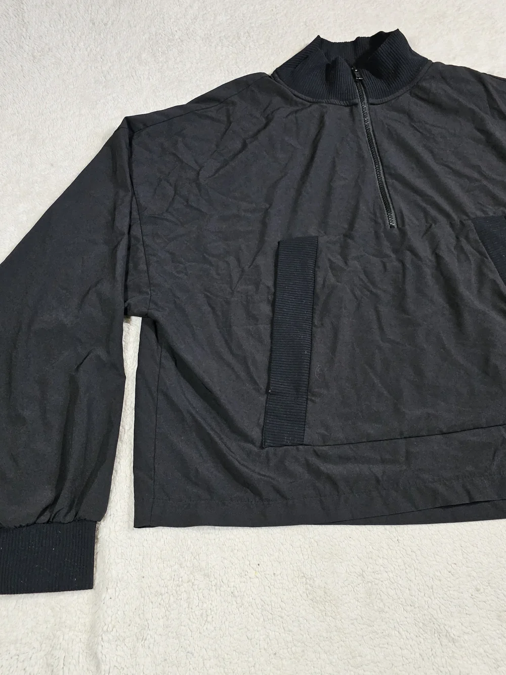 alo yoga Black Windbreaker Wide Relaxed Bomber Track Jacket S.